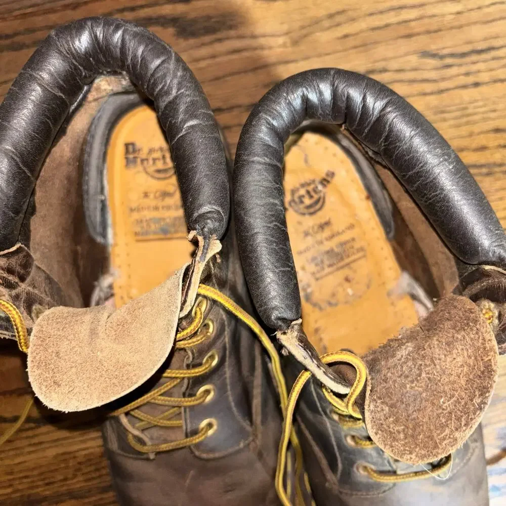 Vintage Dr Martens Made in England Men’s 11 Brown Leather 6 Eye Ankle Boots